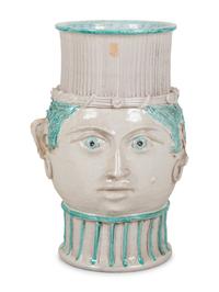 A Glazed Ceramic Figural Floor Vase