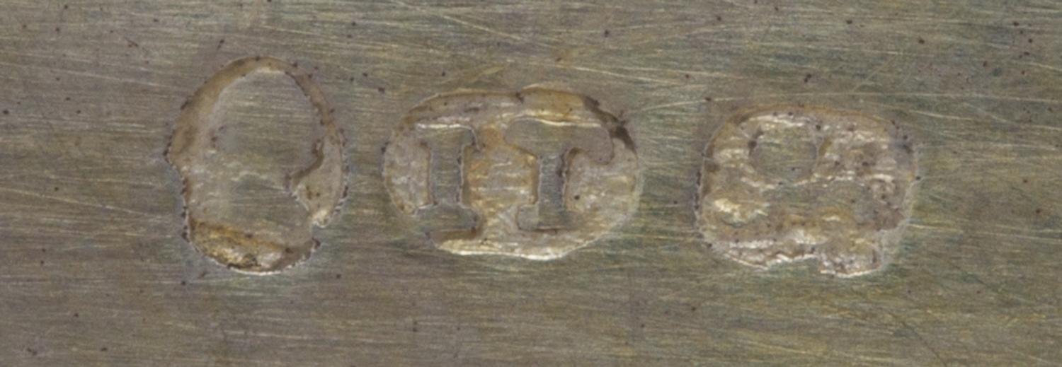 A George III Silver Vinaigrette, Joseph Taylor, Birmingham, 1814, the lid having foliate decoration and centered by a monogrammed carto