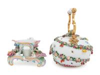 A Meissen Porcelain Tea Kettle on Stand