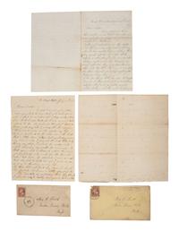 [CIVIL WAR]. 5 letters written by Corporal Asa D. Smith, 16th Mass. Infantry, WIA at the Battle of Glendale. April-July 1862. Featuring content from the Peninsula Campaign and Smith's recovery from a shocking facial wound.