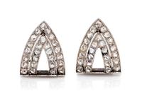 A Pair of Antique Platinum and Diamond Double Clip Brooch, 3.48 dwts.