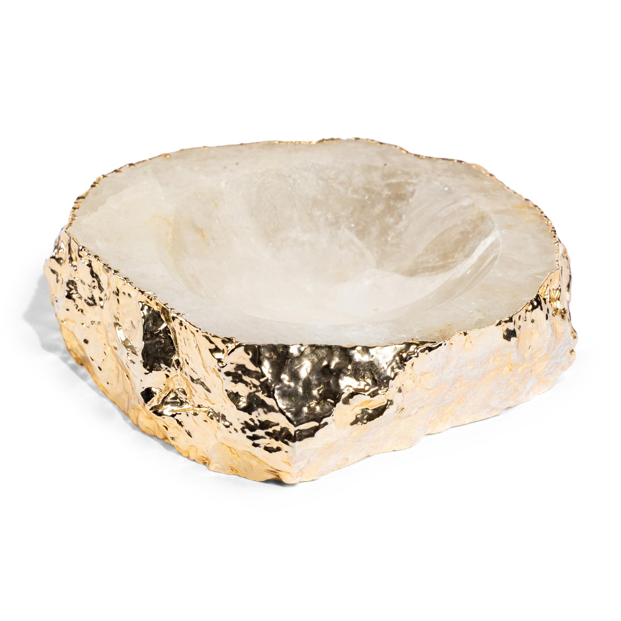 A Contemporary Parcel-Gilt Rock Crystal Bowl
