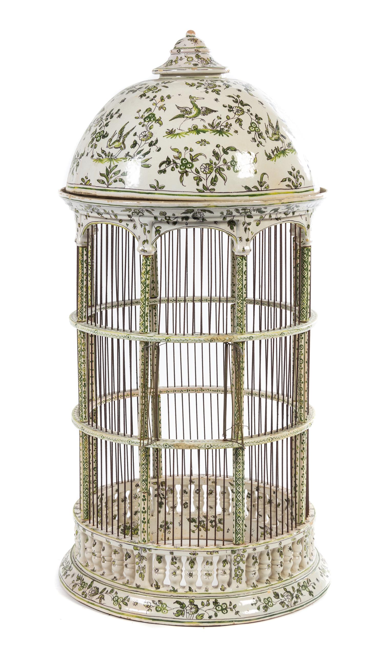 A Dutch Delft Birdcage Height 42 inches. — LATE 19TH/EARLY 20TH CENTURY