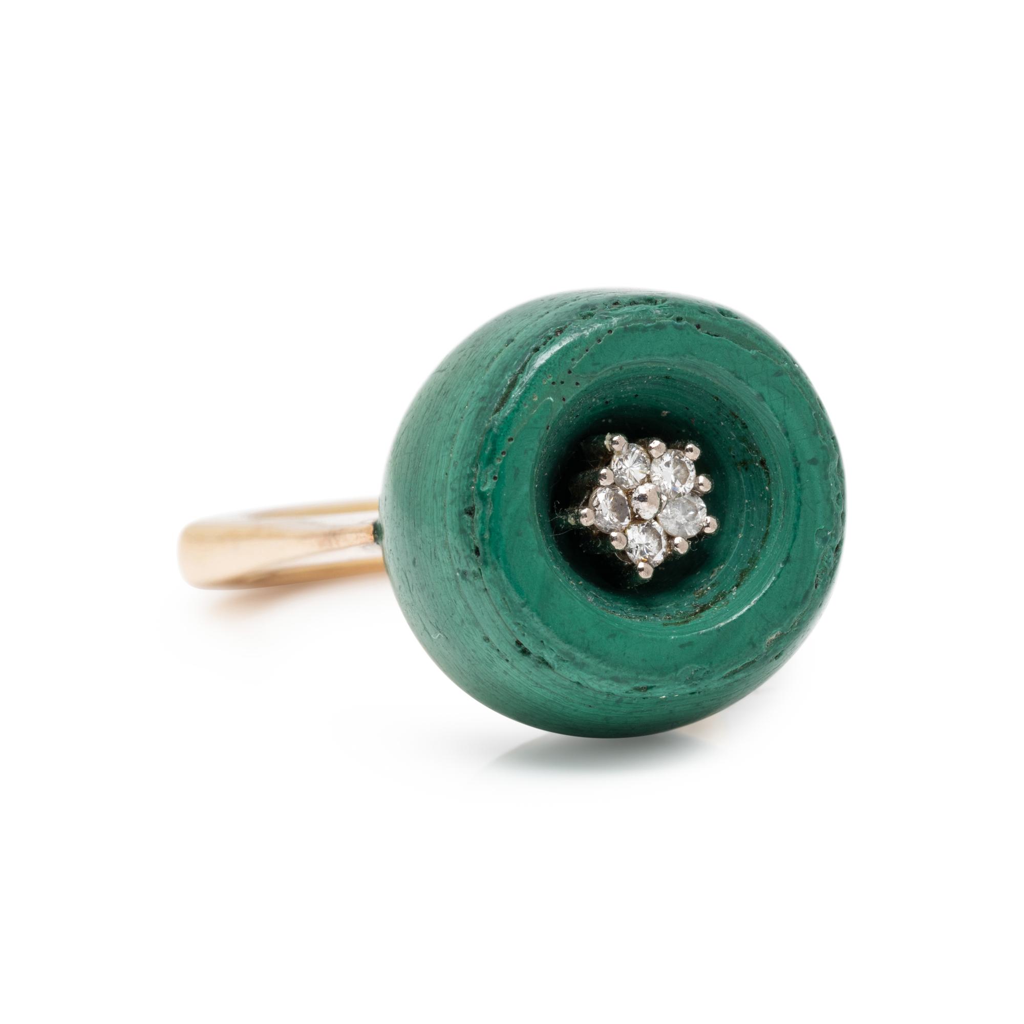 MALACHITE AND DIAMOND RING