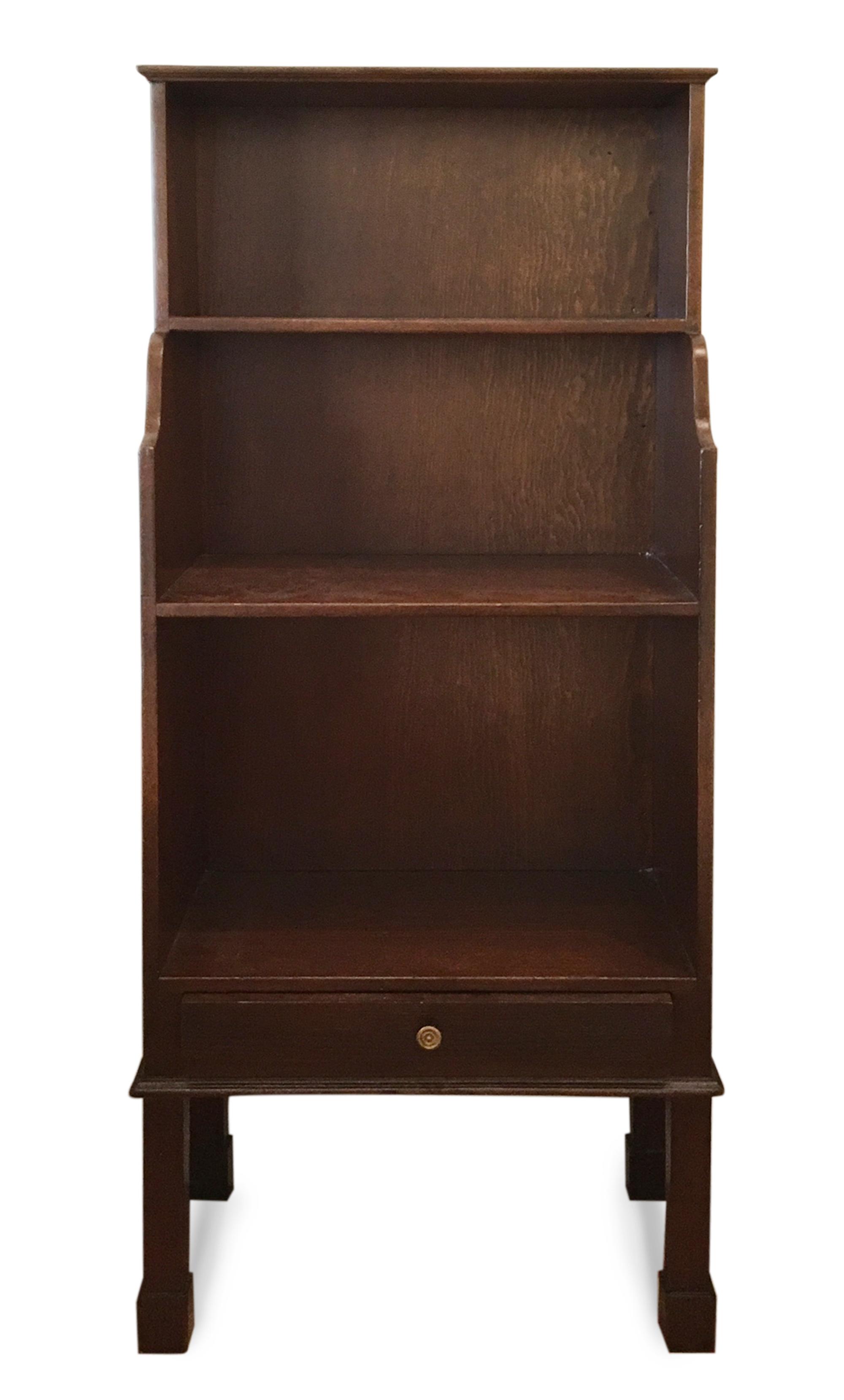 An English Stained Pine Book Shelf Height 43 x width 18 3/4 x depth 10 7/8 inches.