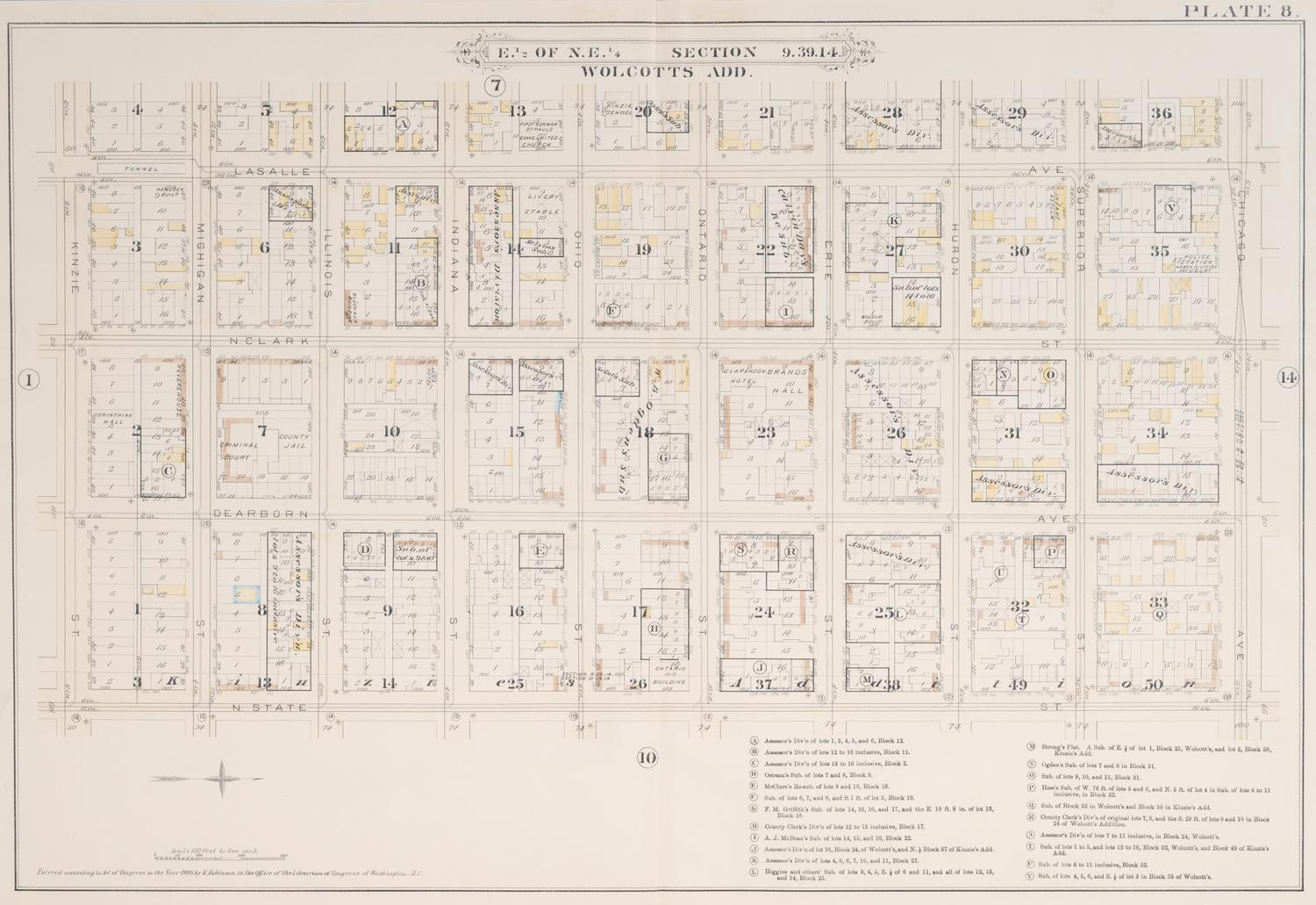 A group of 5 maps of Chicago streets, comprising: