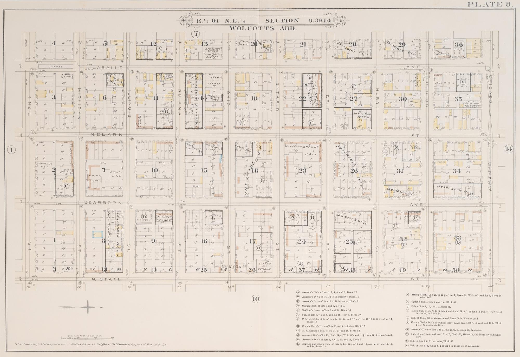 A group of 5 maps of Chicago streets, comprising: