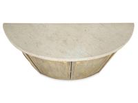 A Louis XVI Style Grey-Painted Marble-Top Demilune Cabinet