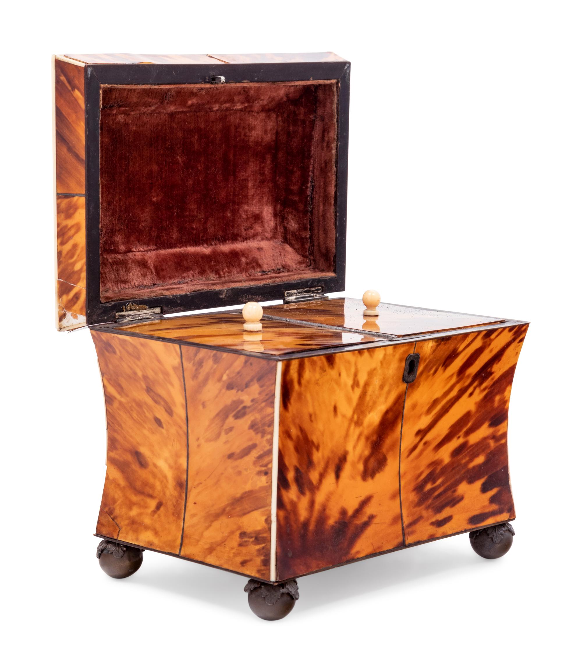 A Regency Tortoiseshell Tea Caddy
