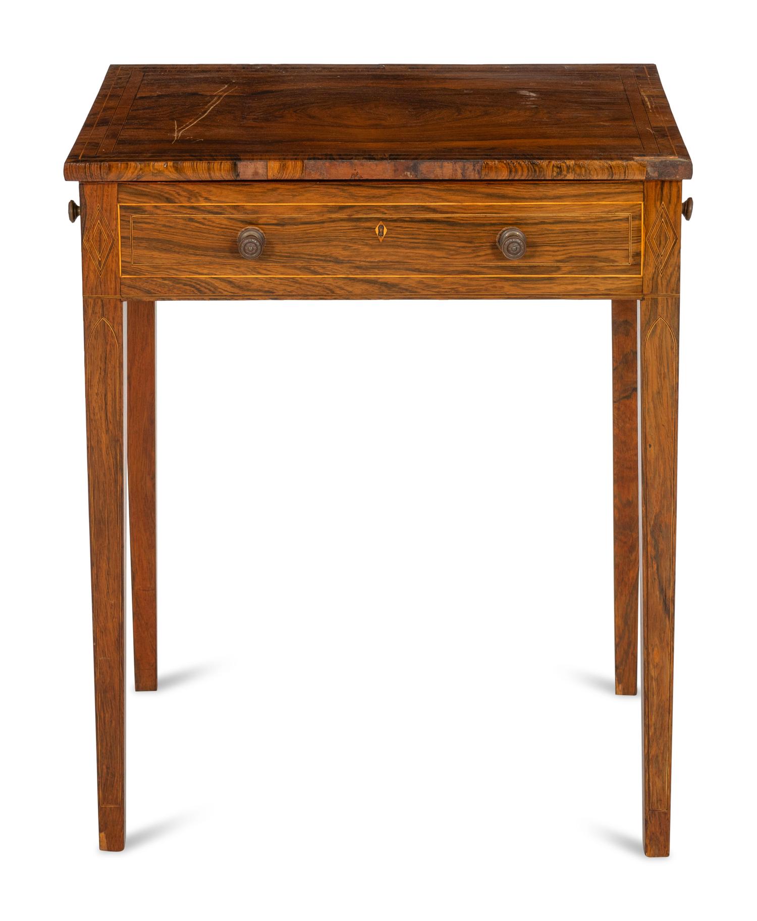 A George III Style Rosewood String-Inlaid Work Table