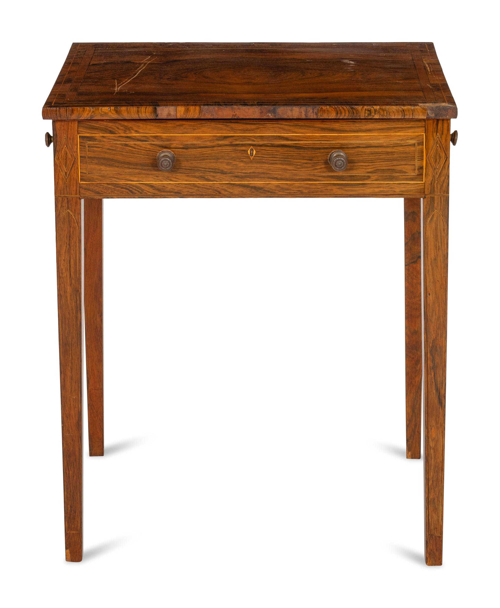 A George III Style Rosewood String-Inlaid Work Table