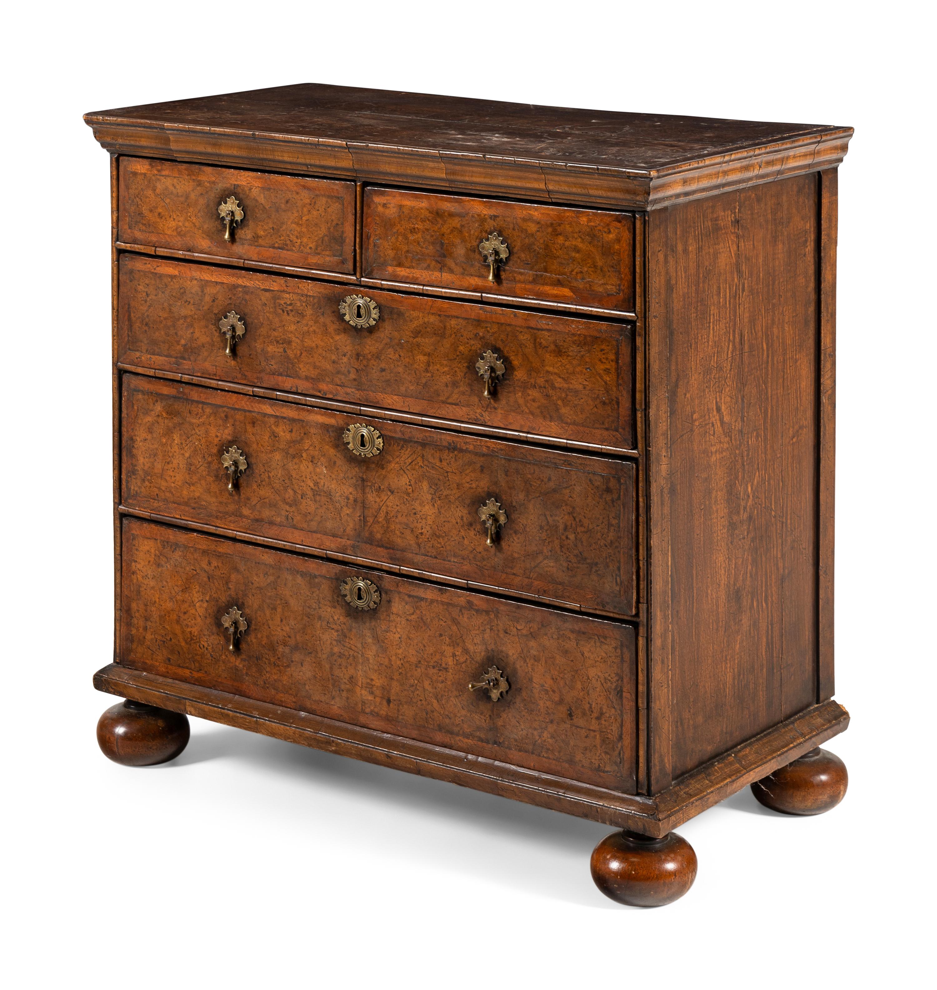 A William and Mary Burl Walnut Chest of Drawers
