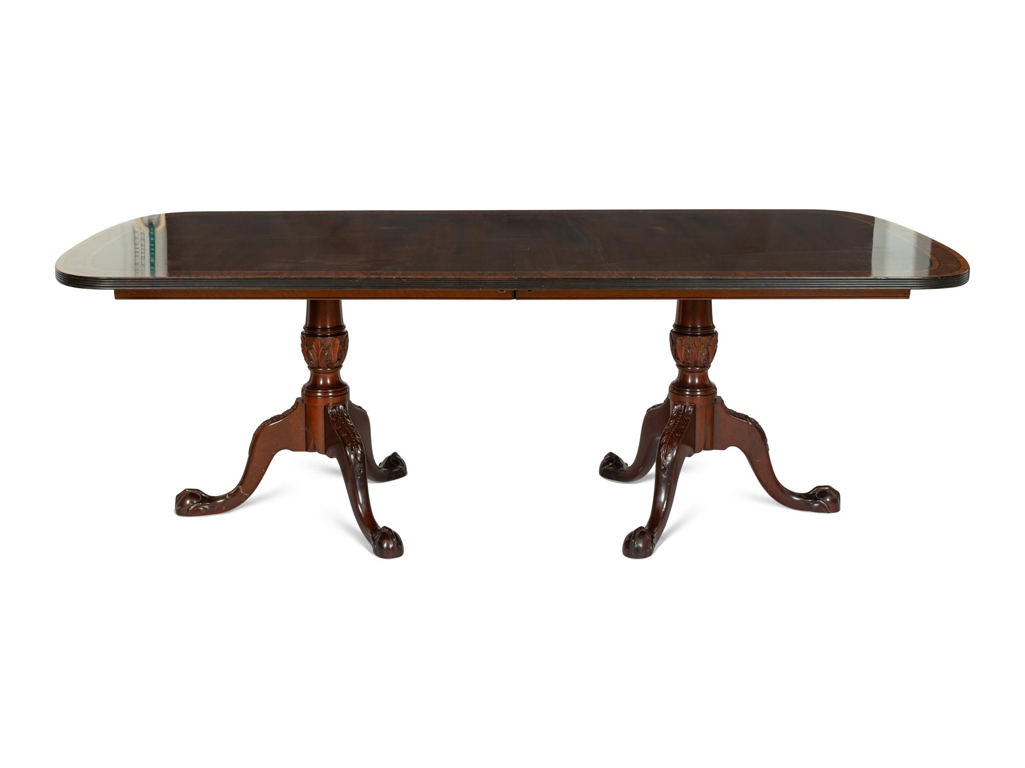 An English Mahogany Double Pedestal Dining Table