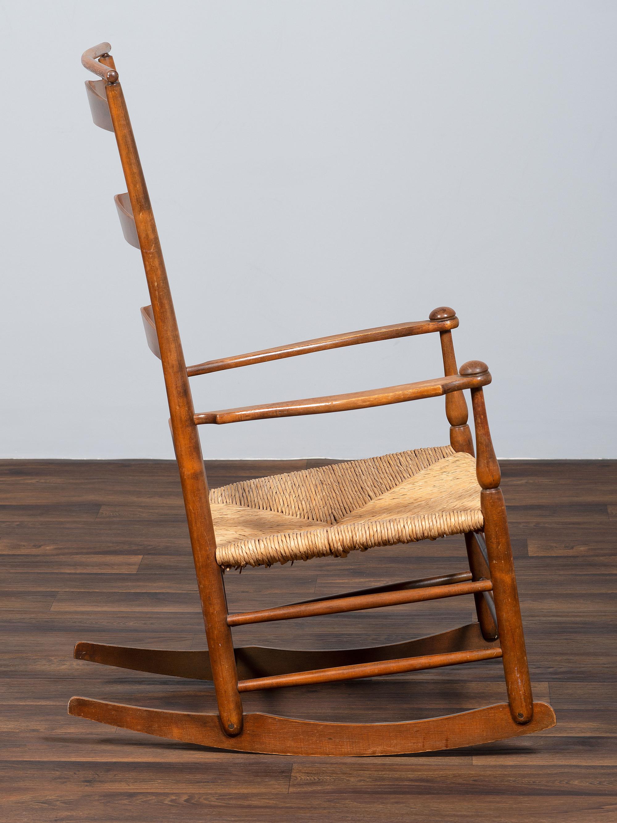 A Shaker Rush-Seat Rocker