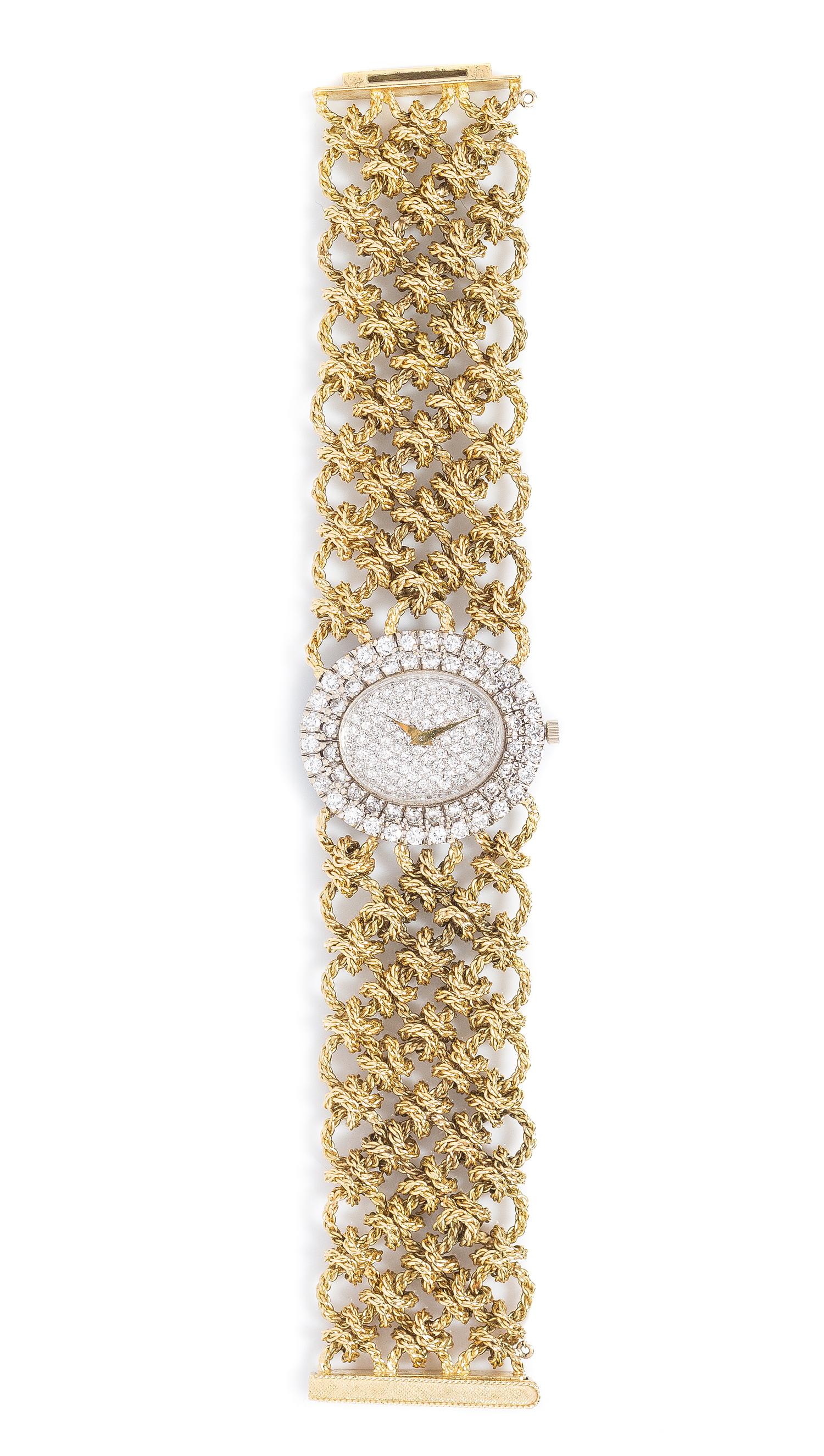 A Vintage 18 Karat Gold and Diamond Wristwatch, French, 57.35 dwts.