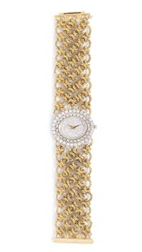 A Vintage 18 Karat Gold and Diamond Wristwatch, French, 57.35 dwts.