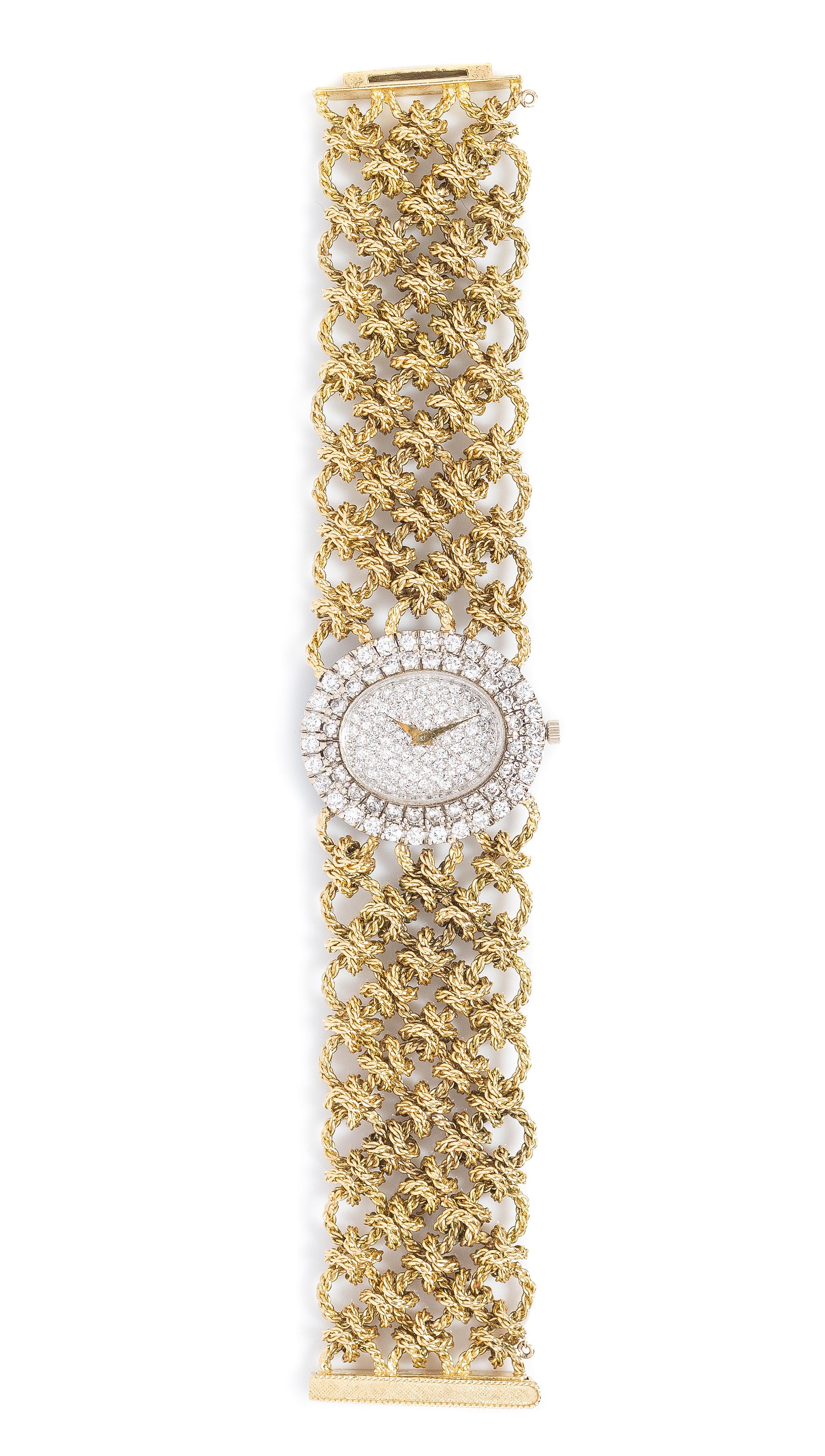 A Vintage 18 Karat Gold and Diamond Wristwatch, French, 57.35 dwts.