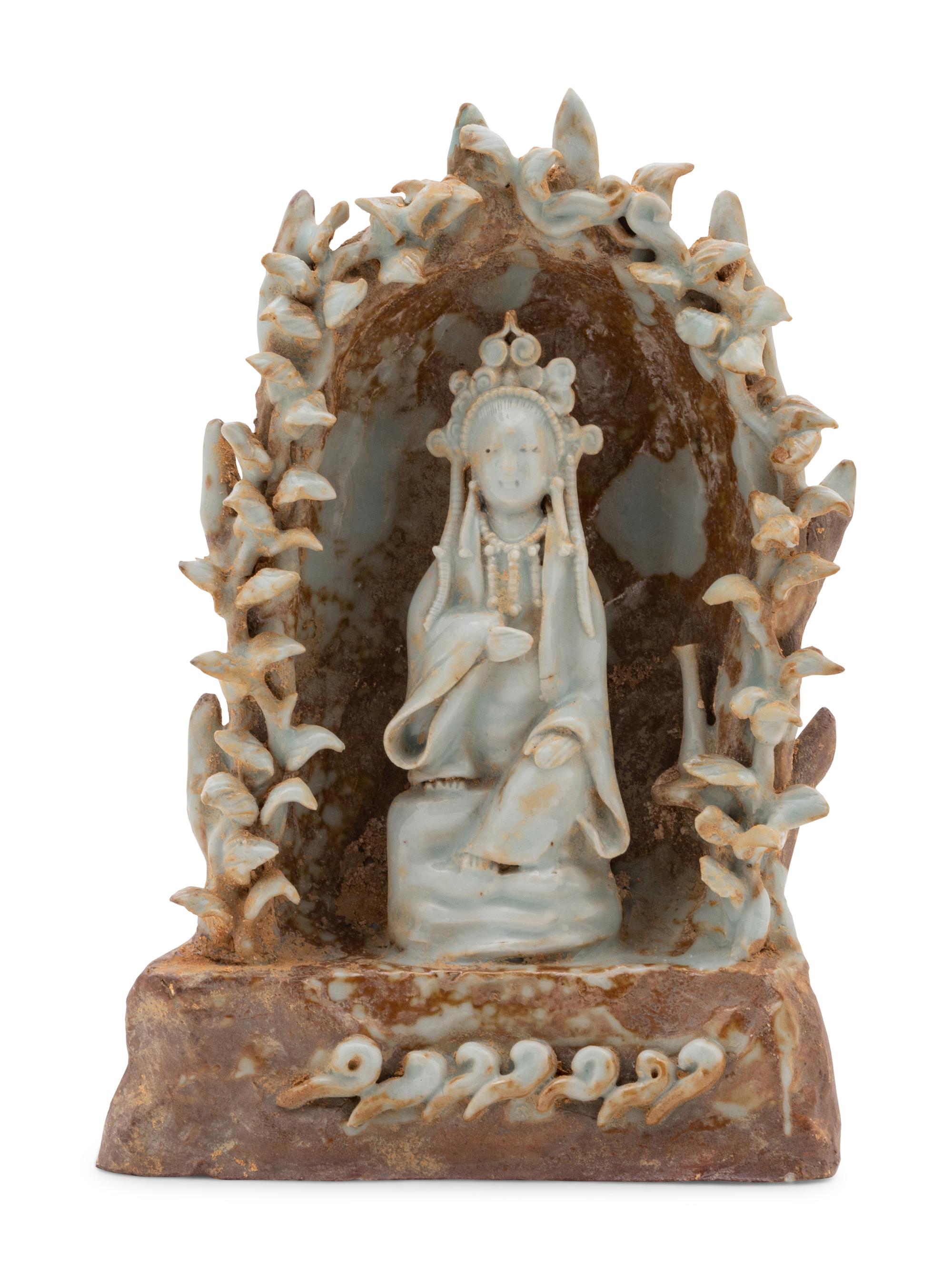A Chinese Yingqing Glazed Porcelain Guanyin Shrine