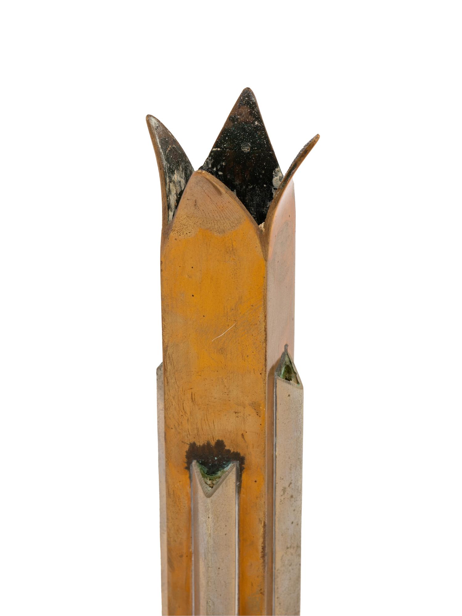 An Art Deco Aluminum and Copper Bud Vase