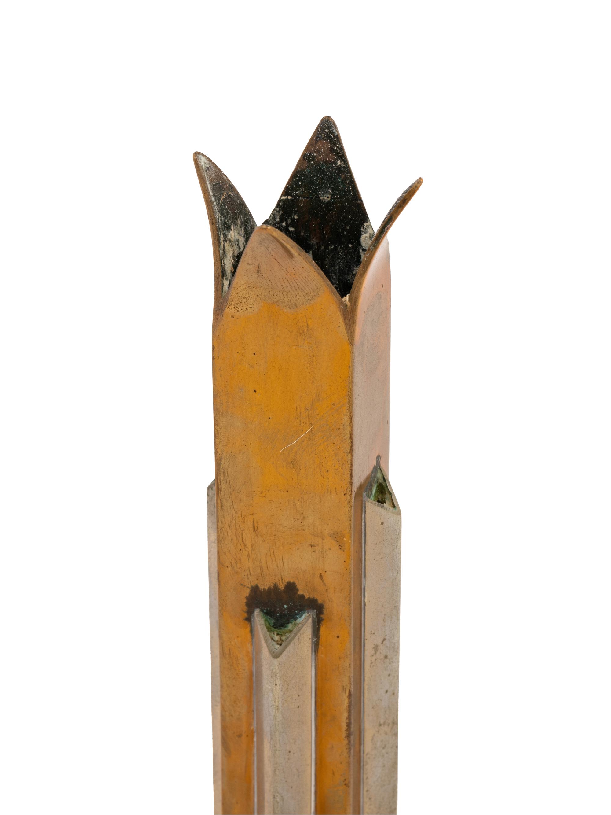 An Art Deco Aluminum and Copper Bud Vase