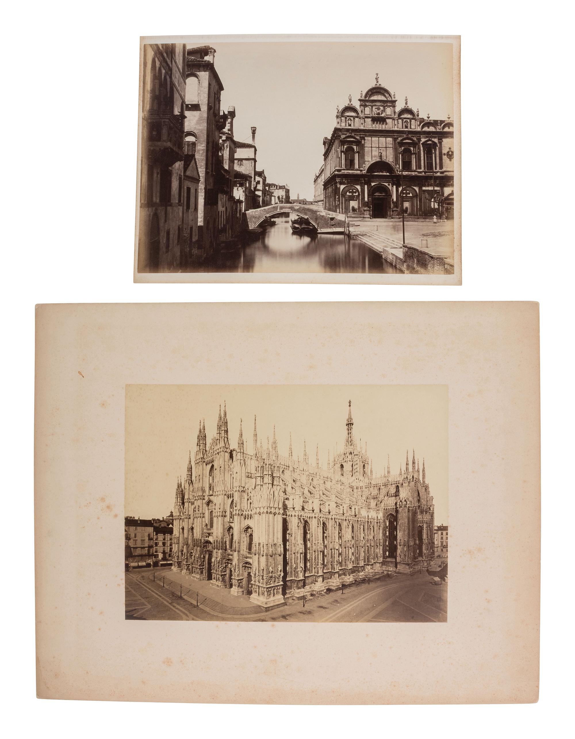 [EARLY PHOTOGRAPHY]. 25 images of Venice and Milan, including works by Ongania and Naya.