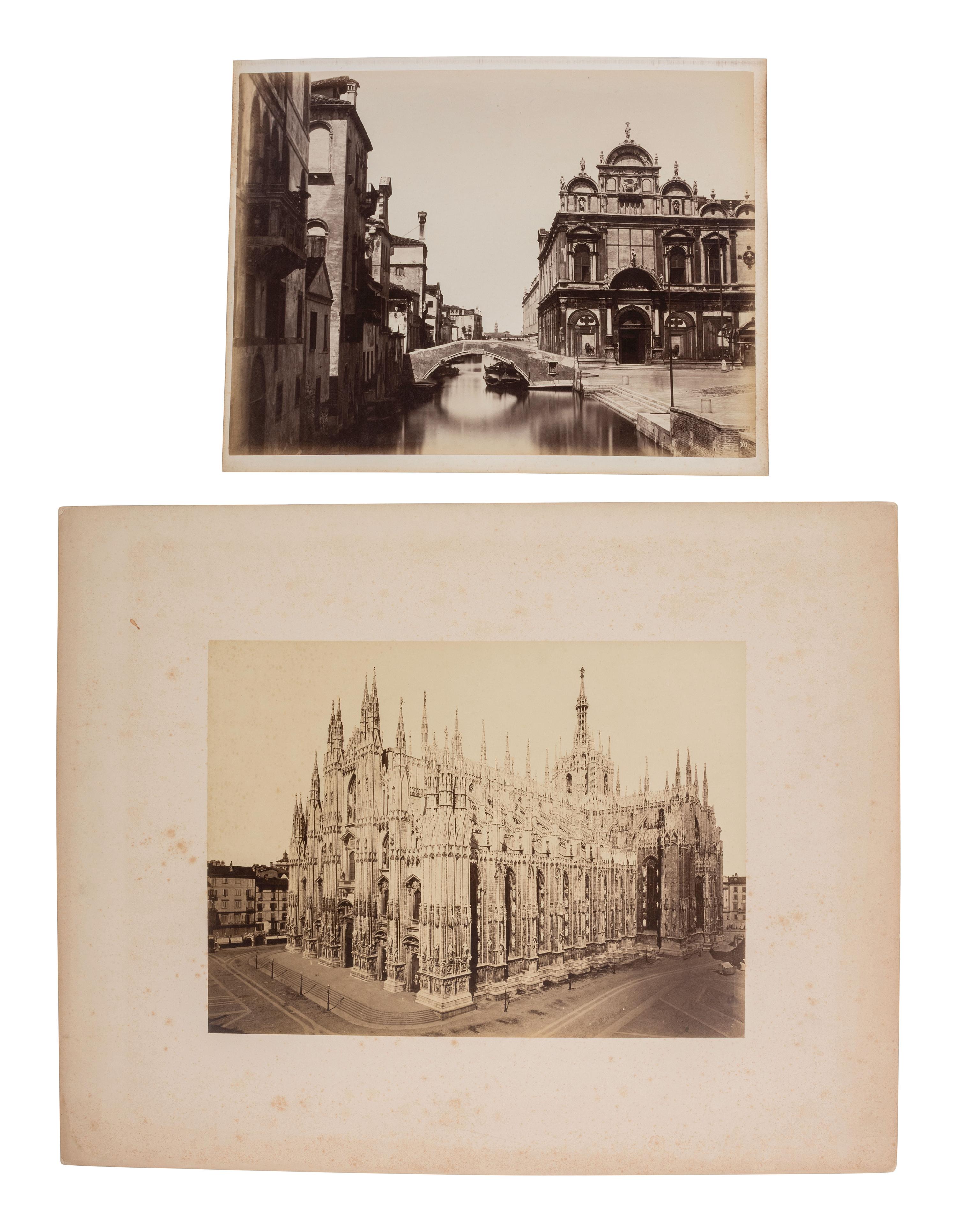 [EARLY PHOTOGRAPHY]. 25 images of Venice and Milan, including works by Ongania and Naya.
