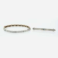 A Diamond and Sapphire Bracelet and Sapphire Brooch