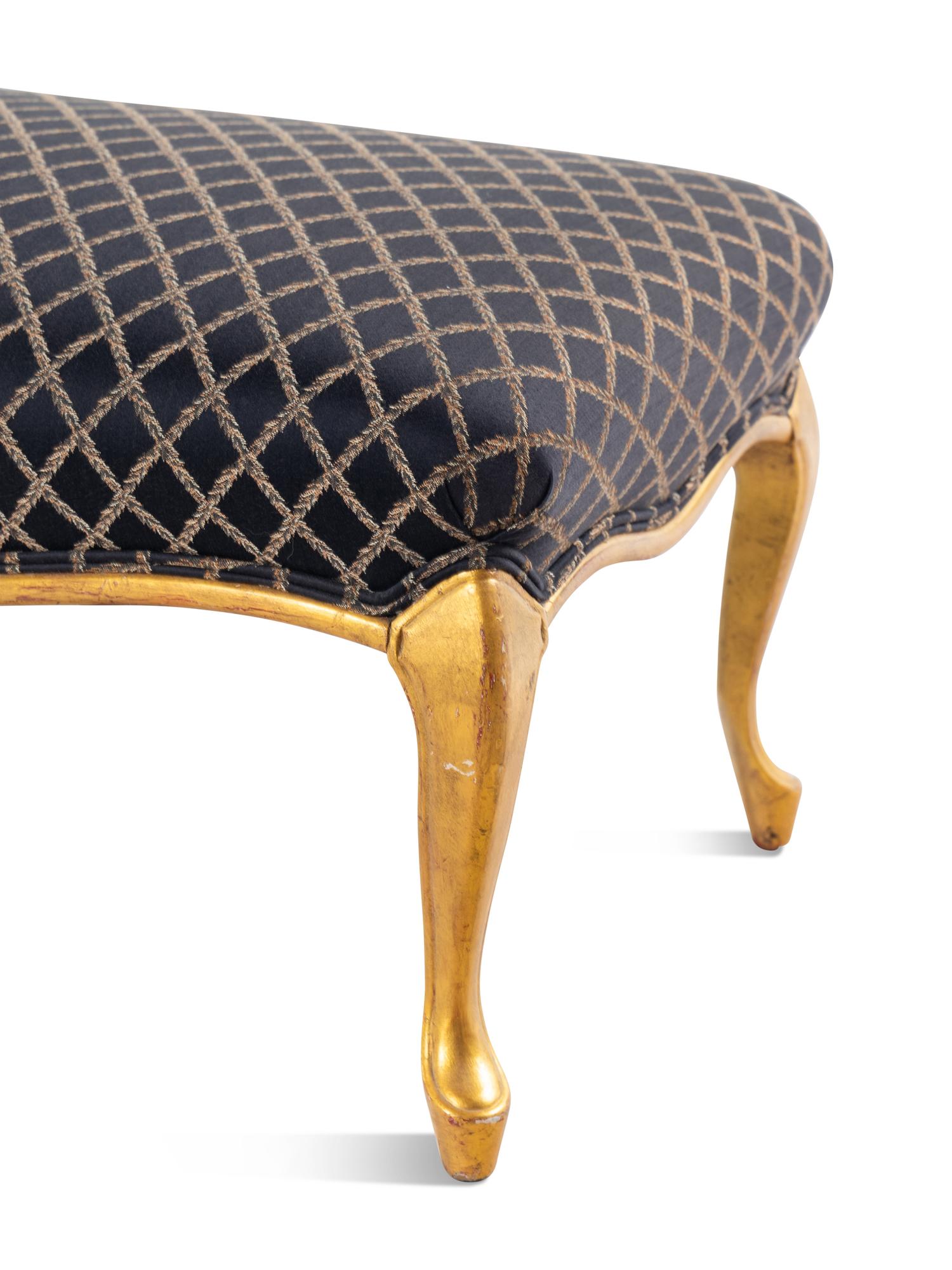 A Louis XV Style Gilt-Painted and Upholstered Bench