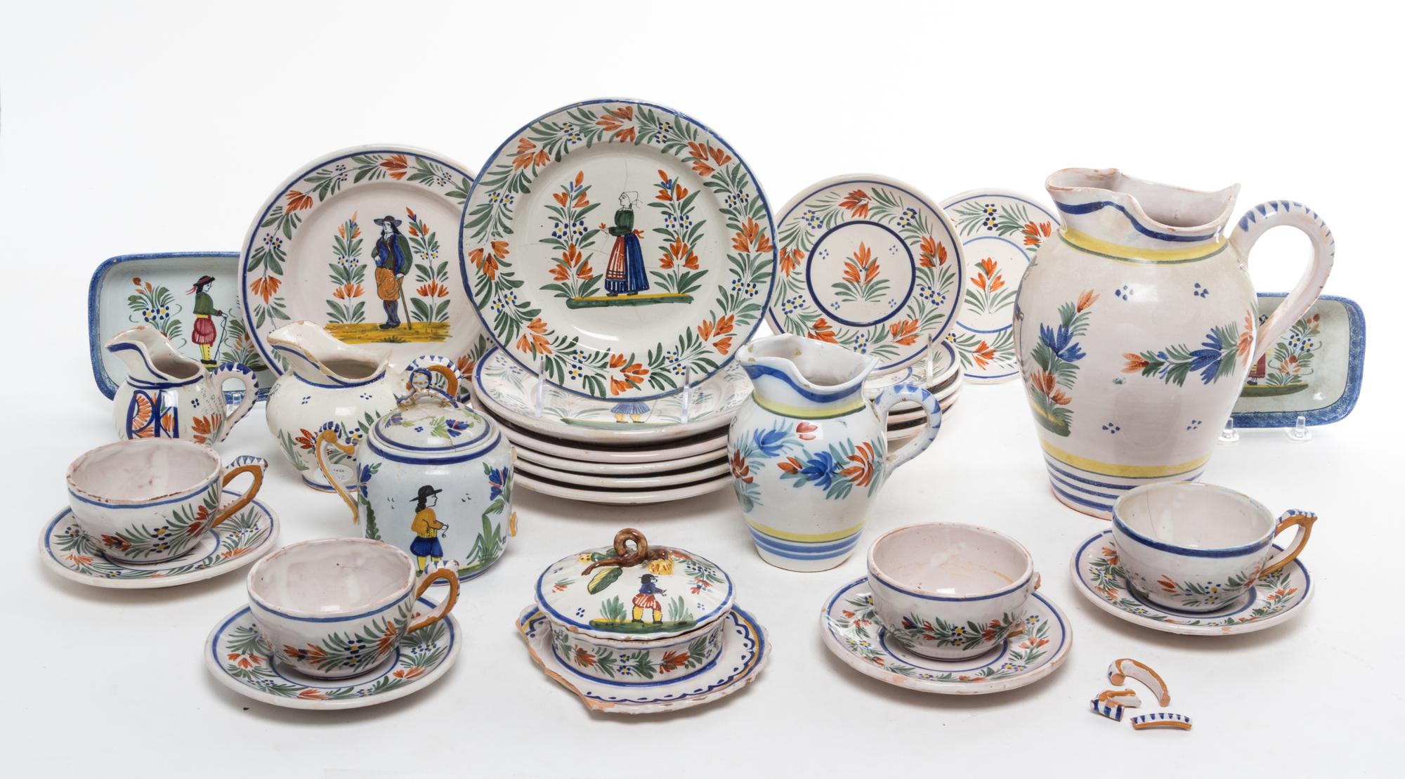 An Associated Set of Quimper Porcelain Height of tallest 8 1/2 inches.