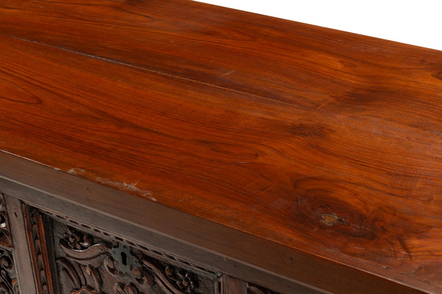A Continental Carved Walnut Coffer