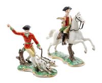 A Nymphenburg Porcelain Figural Group Height of first 8 1/2 inches.