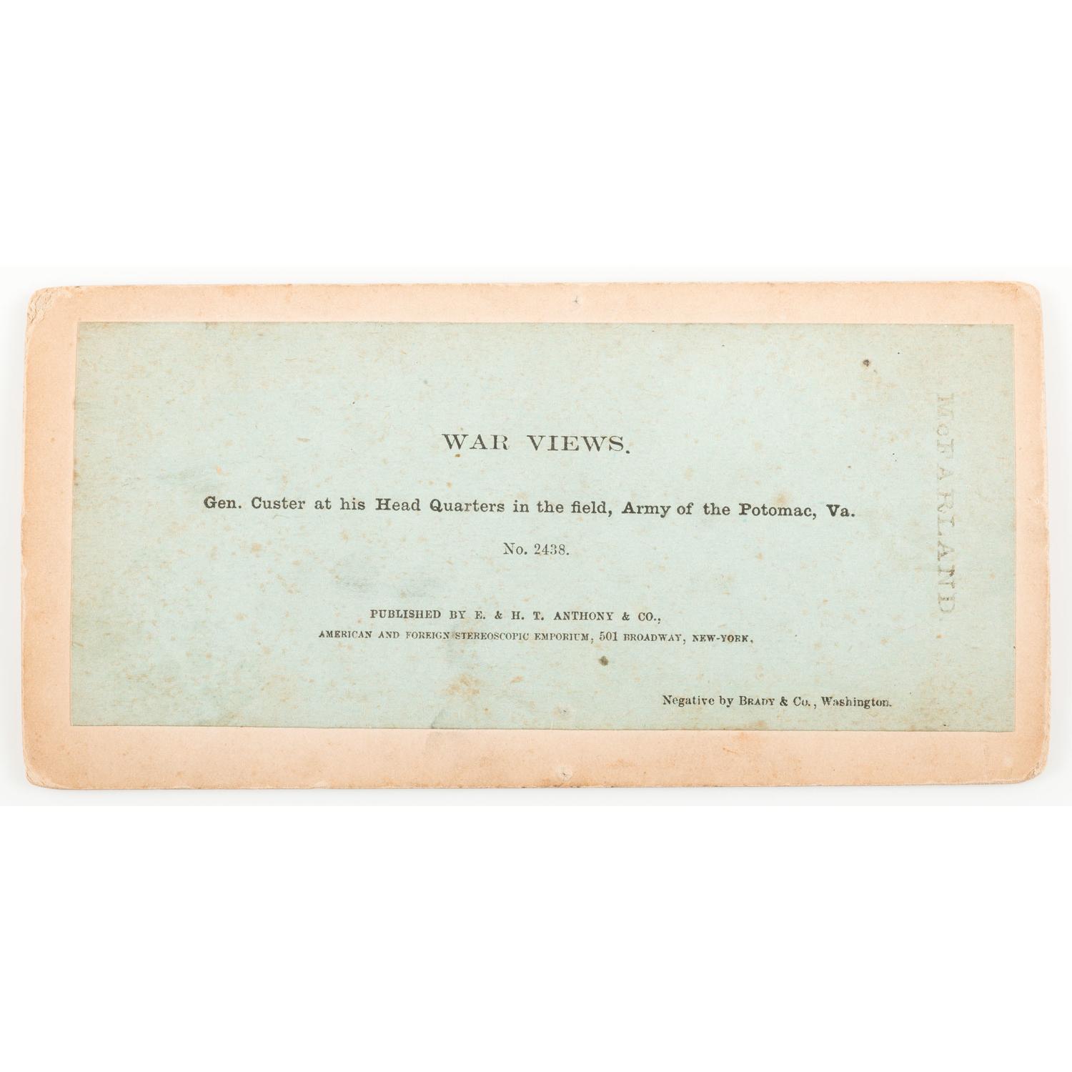 General George Custer and his Dog, Civil War Stereoview