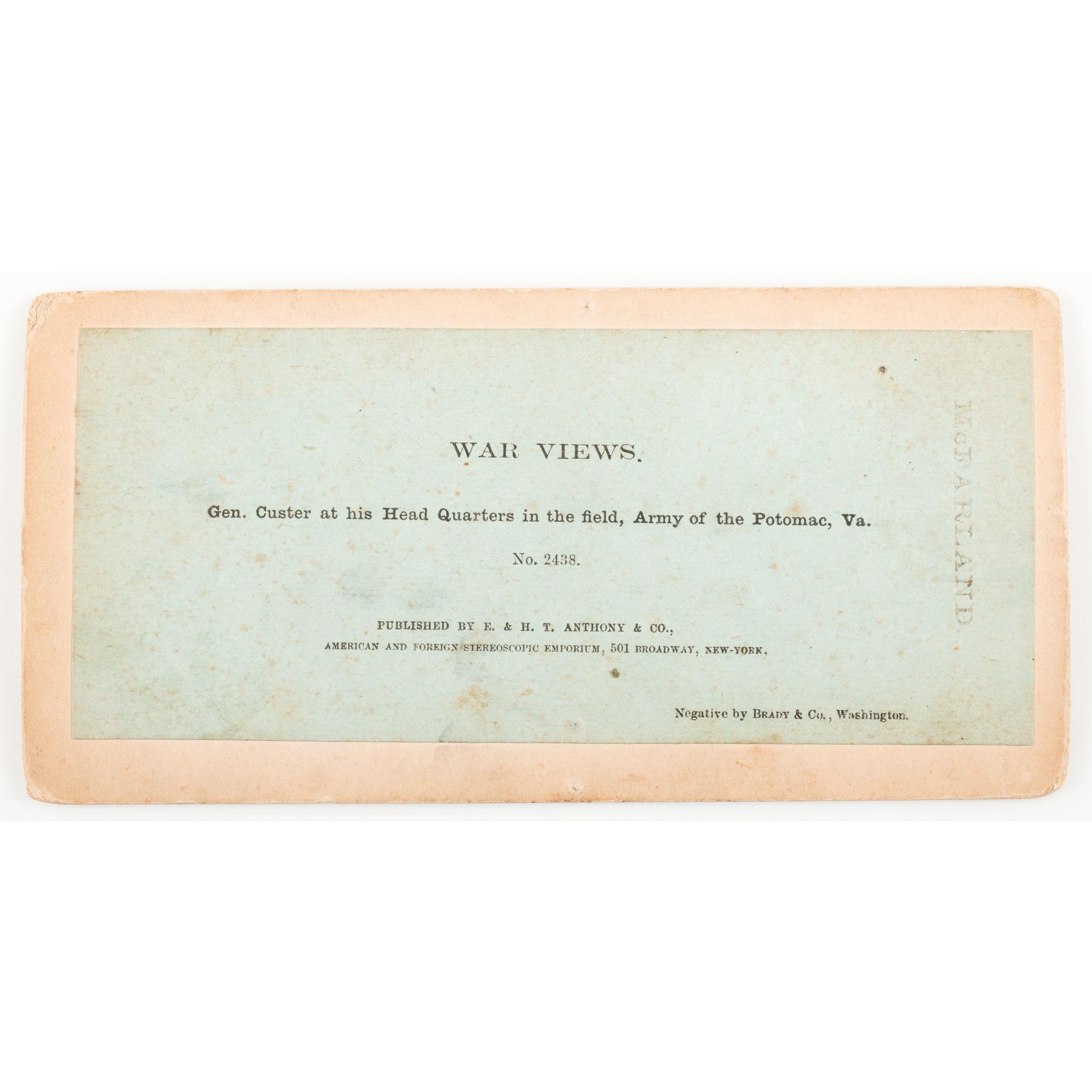 General George Custer and his Dog, Civil War Stereoview