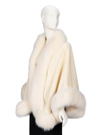 Revillon, Cream Fox Fur & Wool Cape