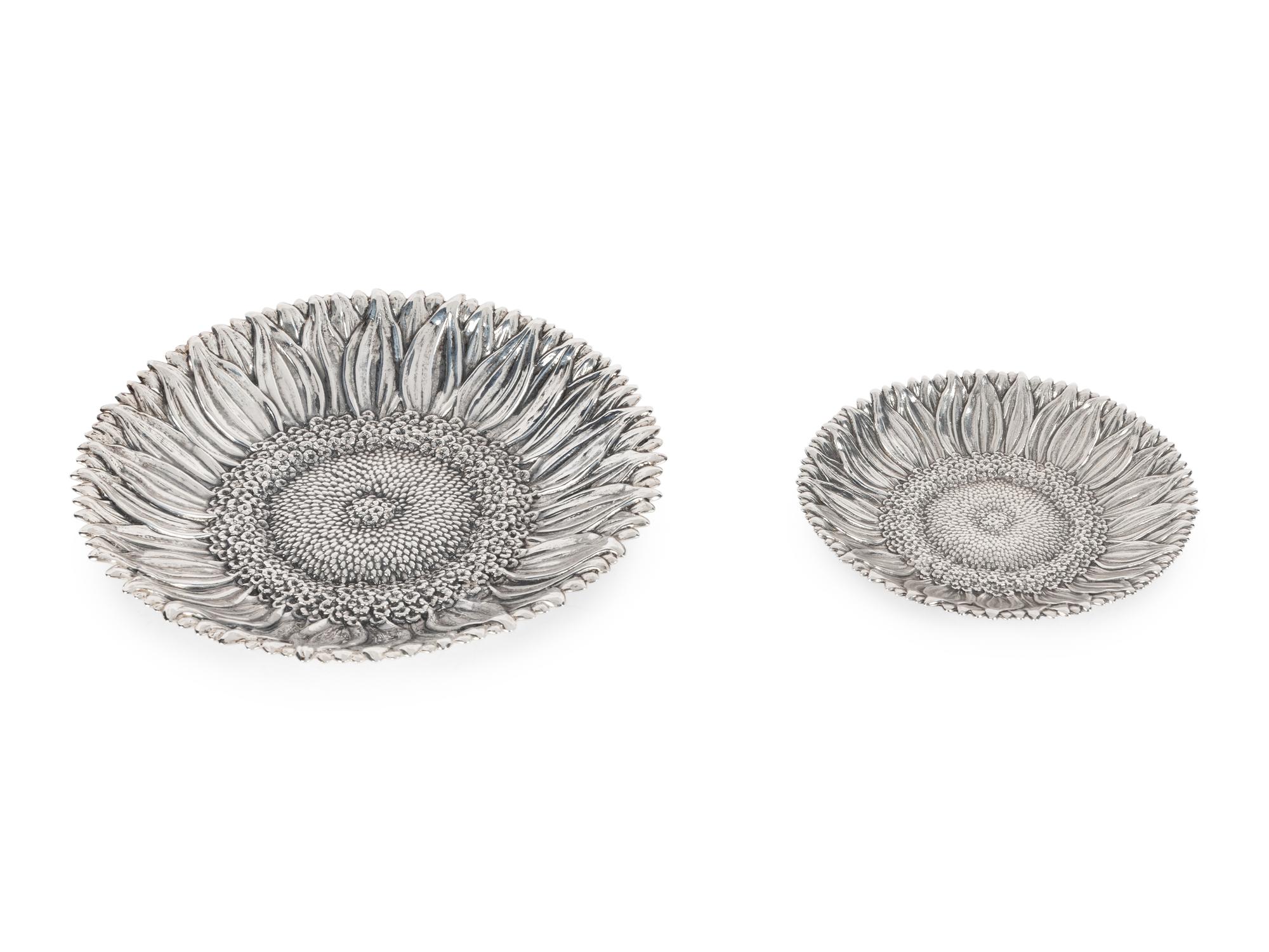 Two Buccellati Silver Sunflower Plates