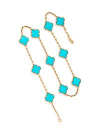 VAN CLEEF & ARPELS, YELLOW GOLD AND TURQUOISE 'ALHAMBRA' NECKLACE