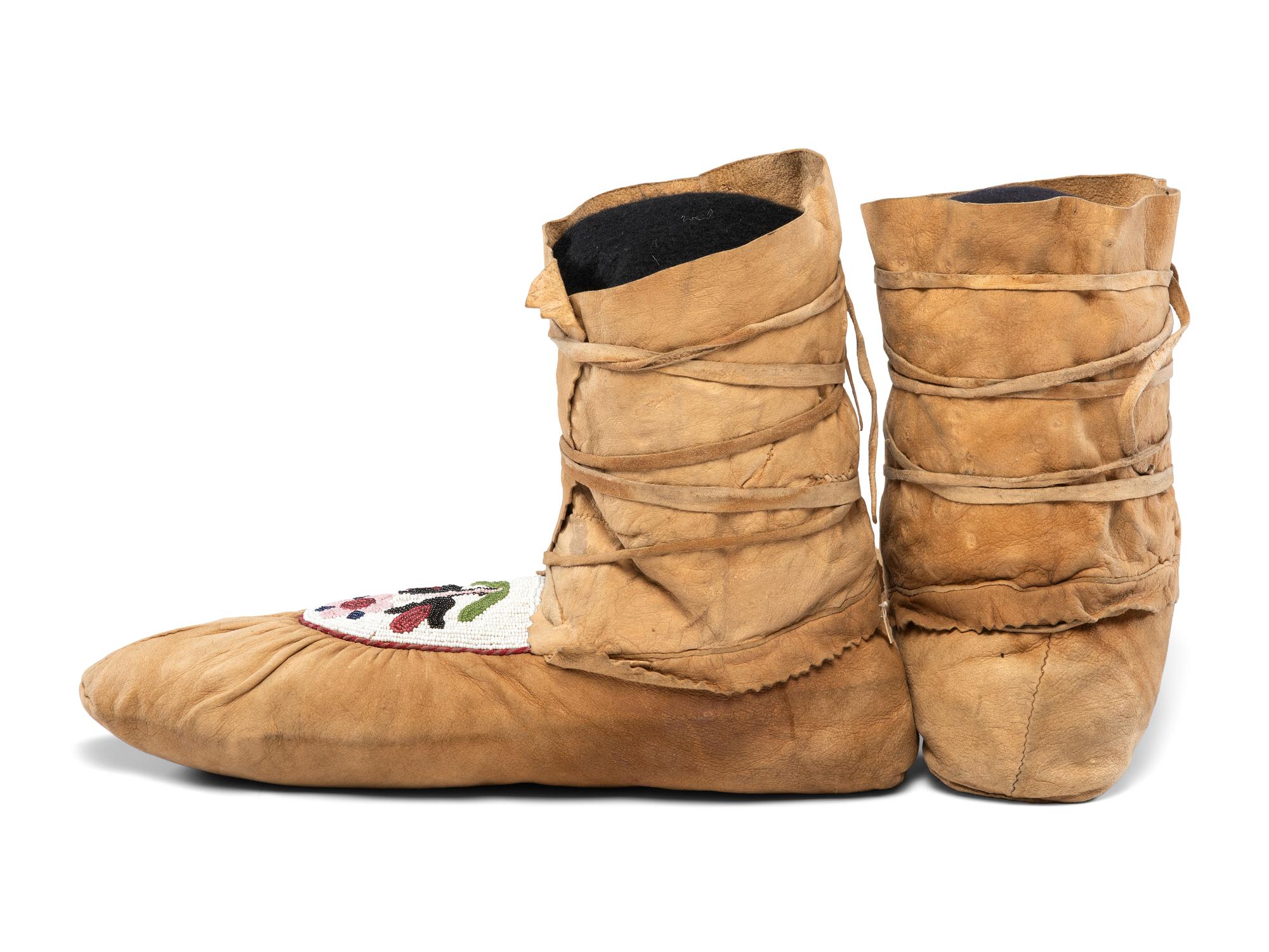 Northern Cree Beaded Hide Moccasins