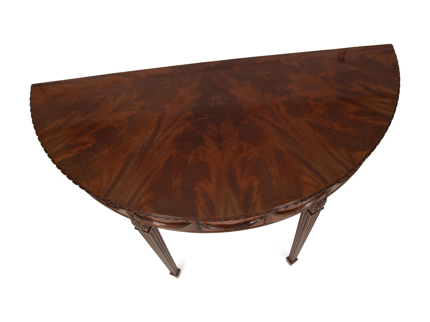 A George III Style Mahogany Demilune Console Table