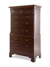 A George III Mahogany and Marquetry Chest on Chest