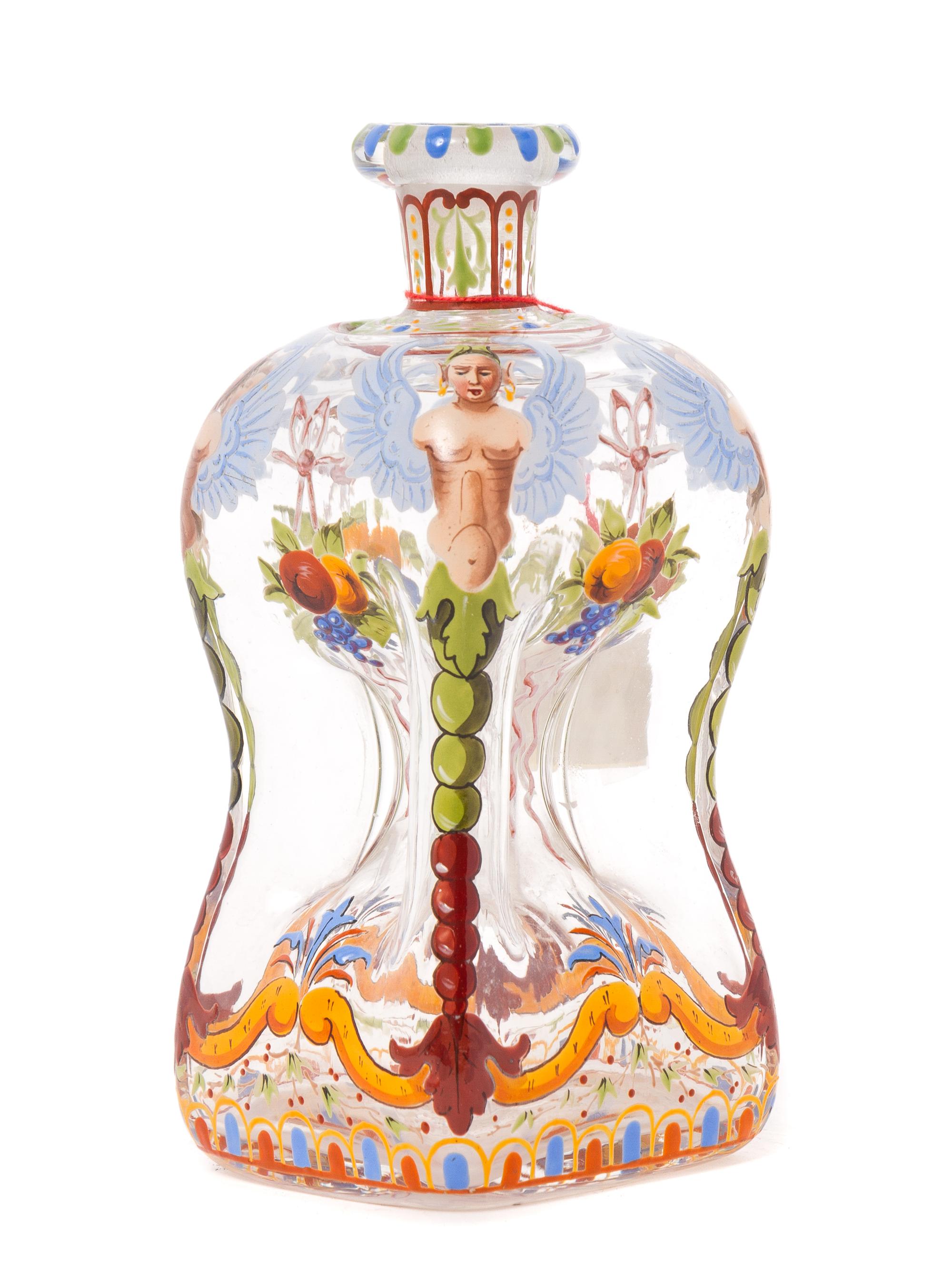 A J.&L. Lobmeyr Enameled Glass Decanter Height 6 inches. — CIRCA 1870