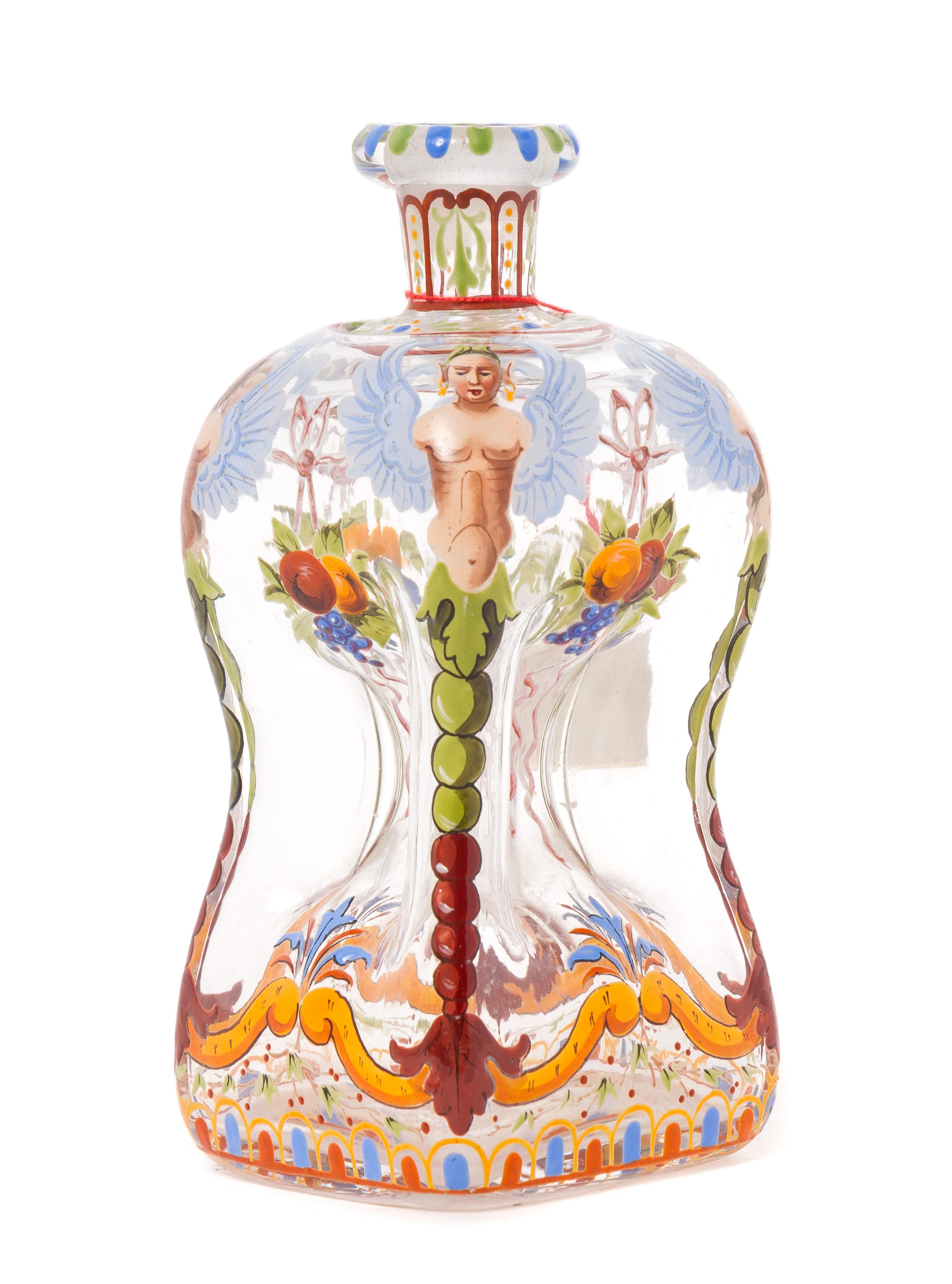 A J.&L. Lobmeyr Enameled Glass Decanter Height 6 inches. — CIRCA 1870