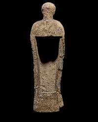 A Boeotian Terracotta Standing Youth with a Cock