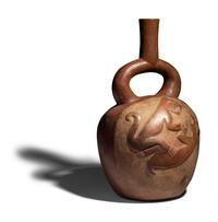 A Moche Stirrup Vessel with Jaguar and Deer