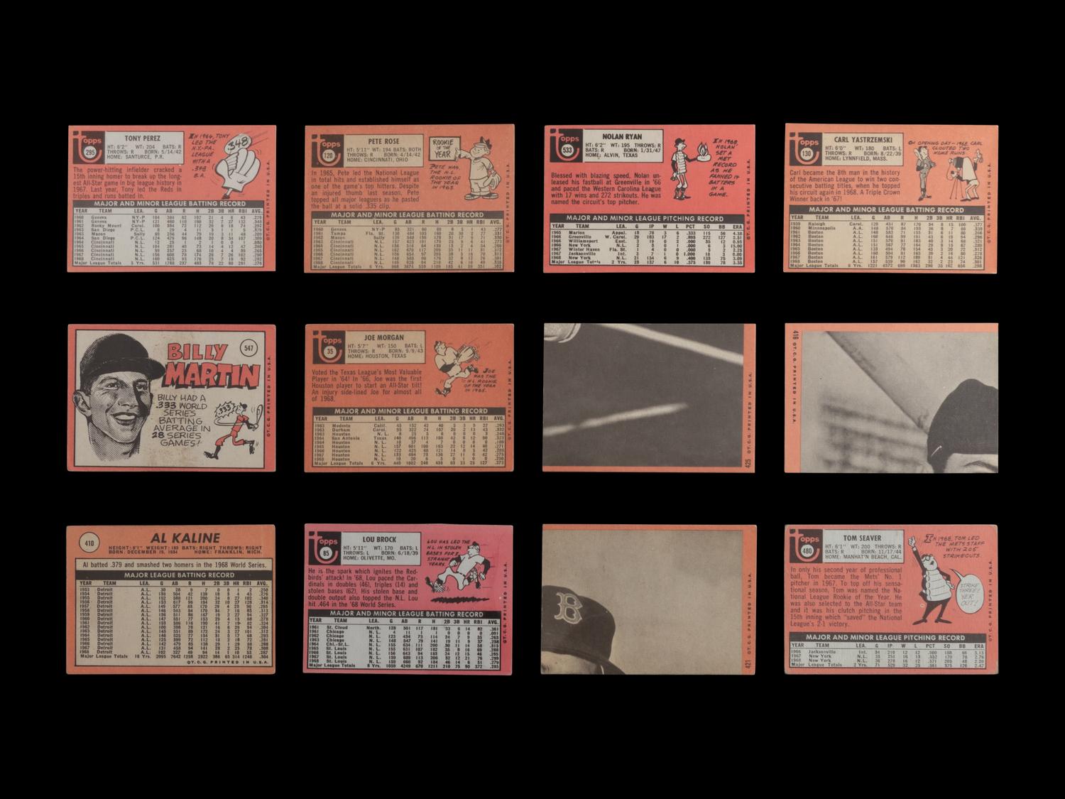 A Group of 12 1969 Topps Baseball Cards Featuring Multiple Hall of Famers and Notables (Including Nolan Ryan and Tom Seaver),