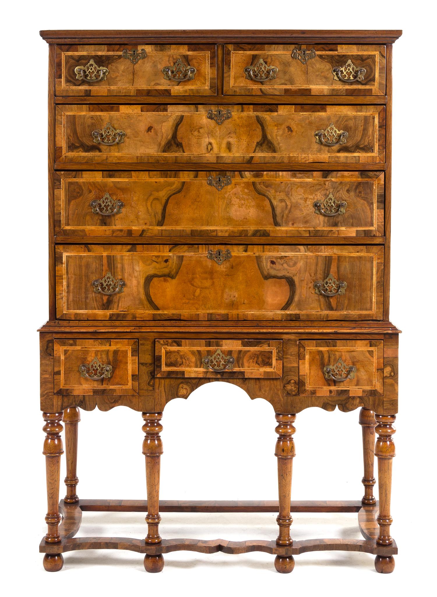 A Queen Anne Walnut Chest on Stand Height 66 x width 44 x depth 20 1/2 inches. — EARLY 18TH CENTURY