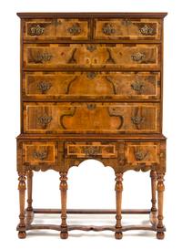 A Queen Anne Walnut Chest on Stand Height 66 x width 44 x depth 20 1/2 inches. — EARLY 18TH CENTURY