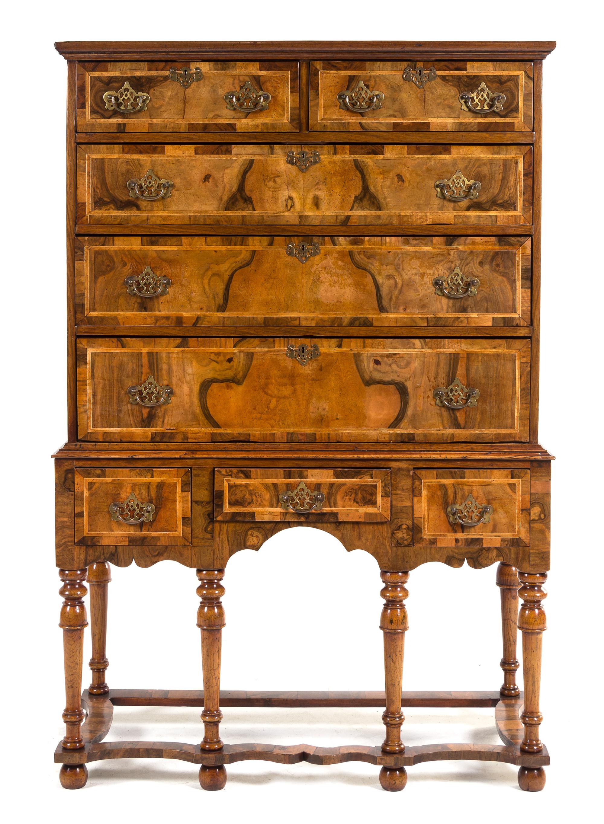 A Queen Anne Walnut Chest on Stand Height 66 x width 44 x depth 20 1/2 inches. — EARLY 18TH CENTURY