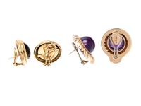 COLLECTION OF YELLOW GOLD AND GEMSTONE EARCLIPS