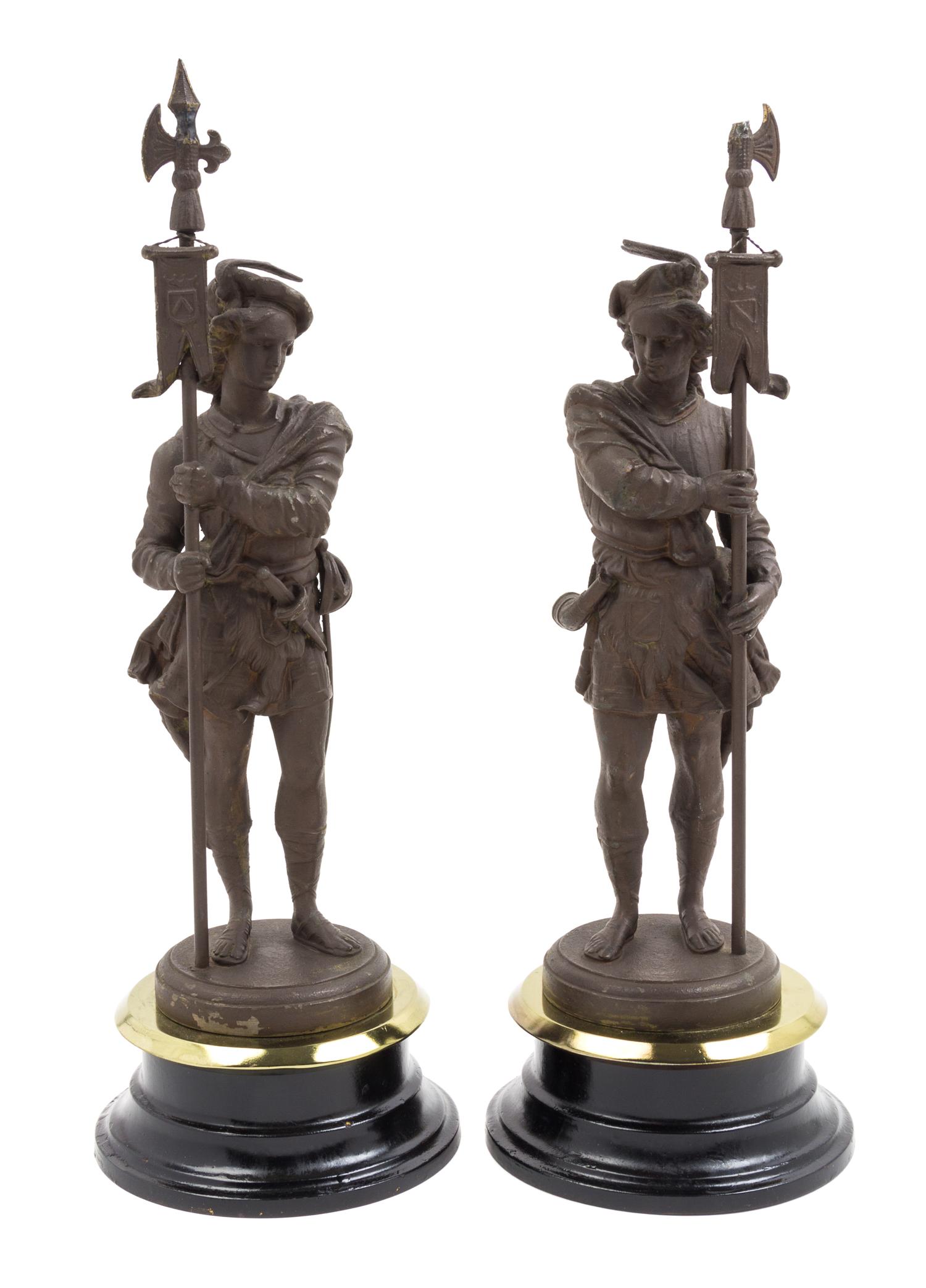 A Pair of Cast Metal Figures Height overall 18 1/4 inches. — LATE 19TH CENTURY