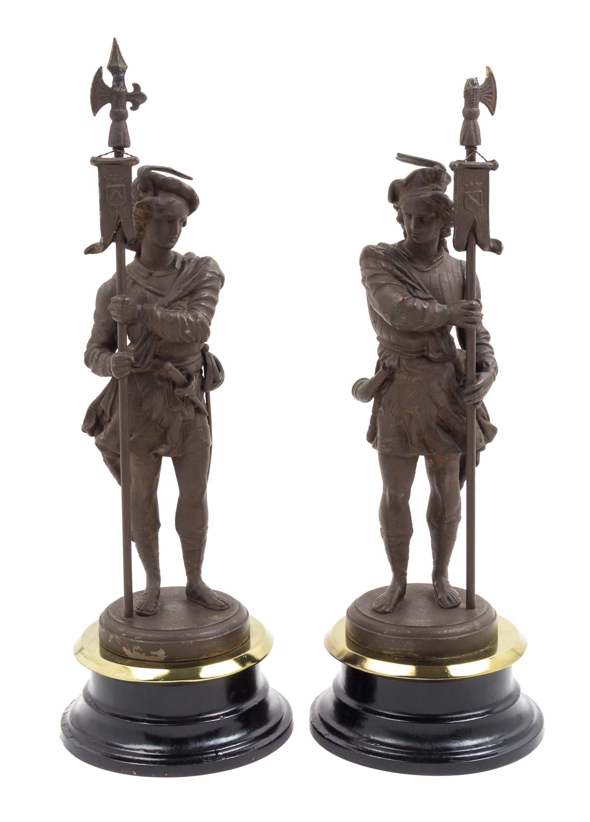 A Pair of Cast Metal Figures Height overall 18 1/4 inches. — LATE 19TH CENTURY